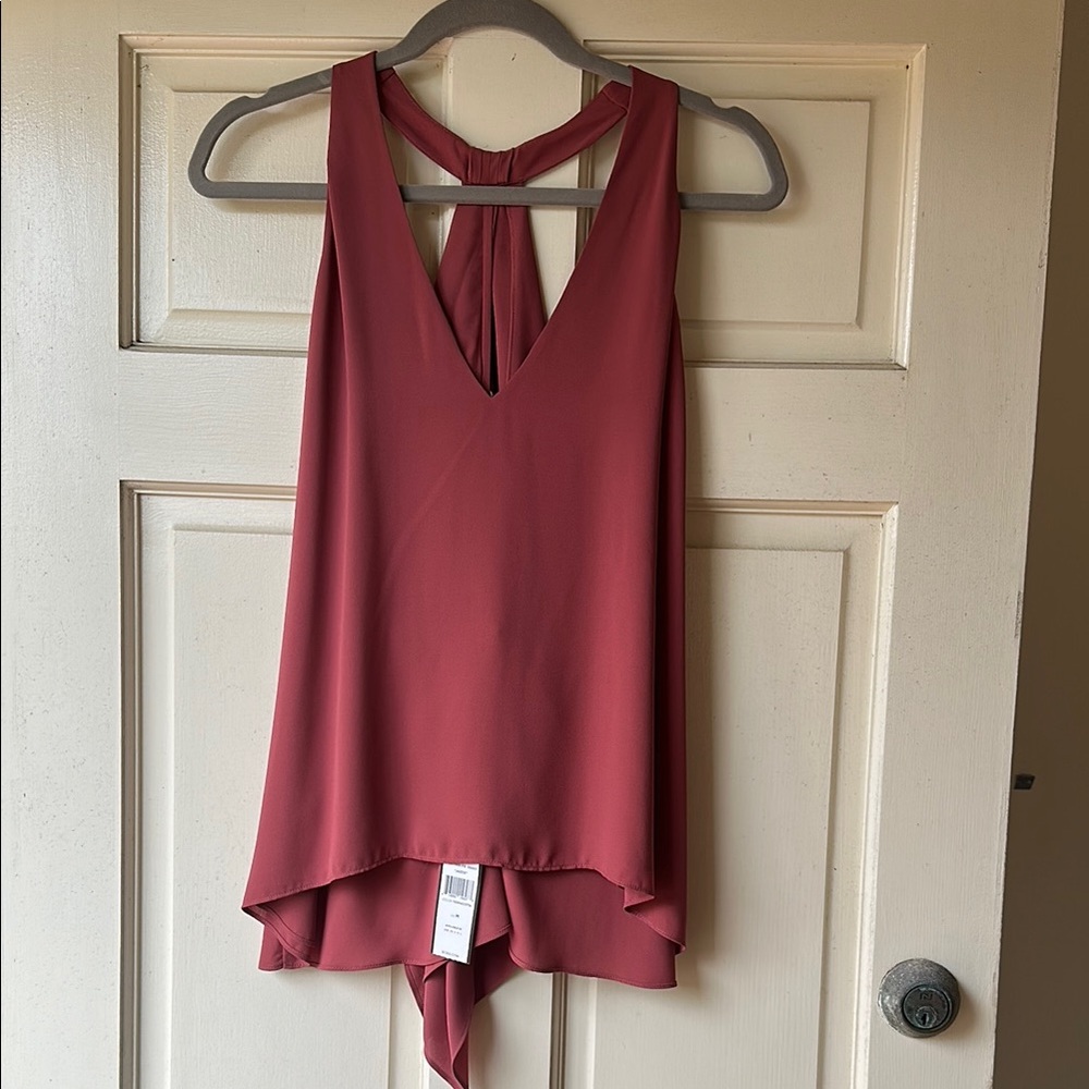 BCBGMaxAzria Terracotta Tank Women's Jazzie Drapey V Neck Halter